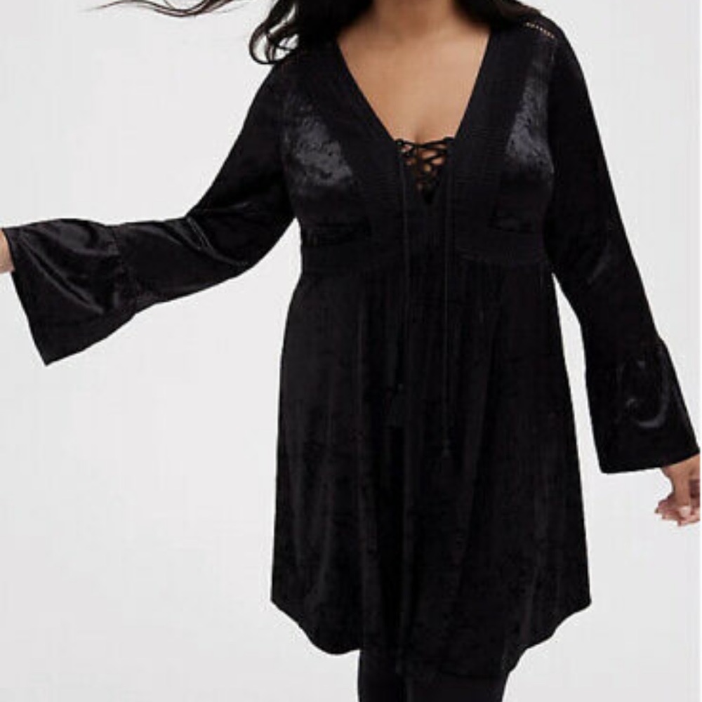 Torrid Lace up skater dress-velvet